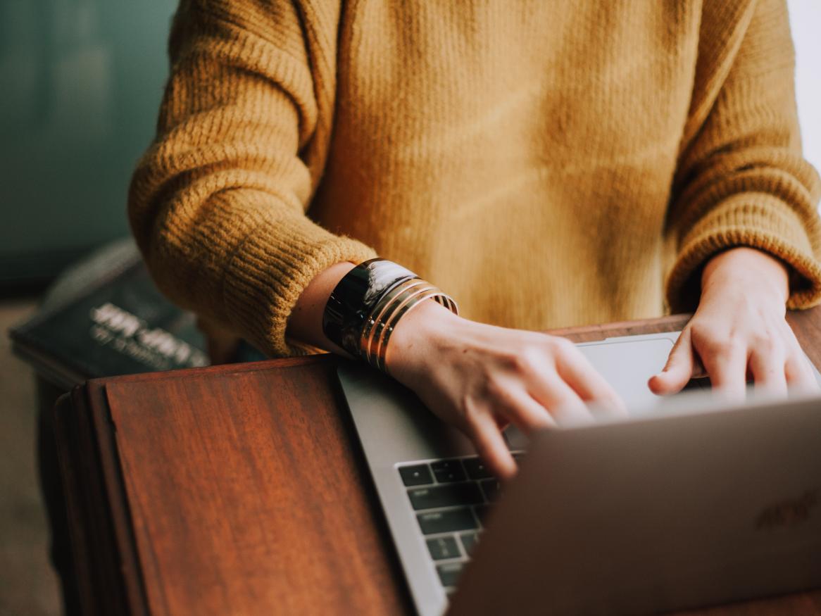 student using laptop