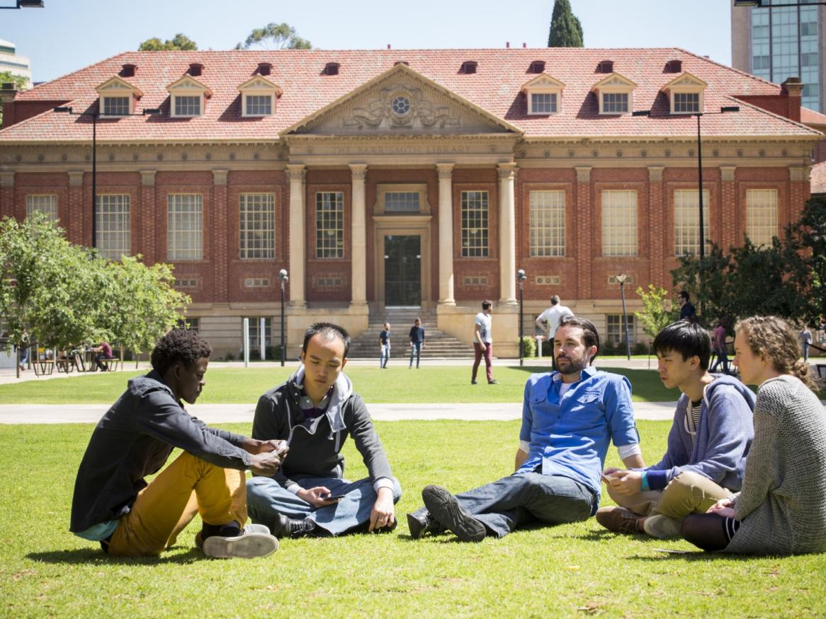Students on the Maths Lawns