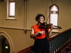 Anna Freer inside Elder Hall