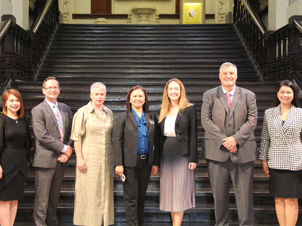 Phillip Fredericks, Lori Hocking, Jessica Gallagher and JohnWilliams meeting the Phillipines delegation, March 2023
