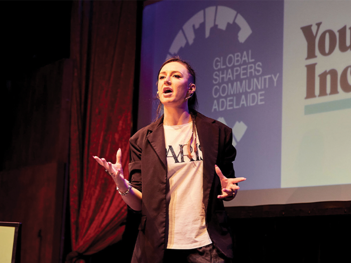 Alex speaking at the _SOUTHSTART ODYSSEY event in March