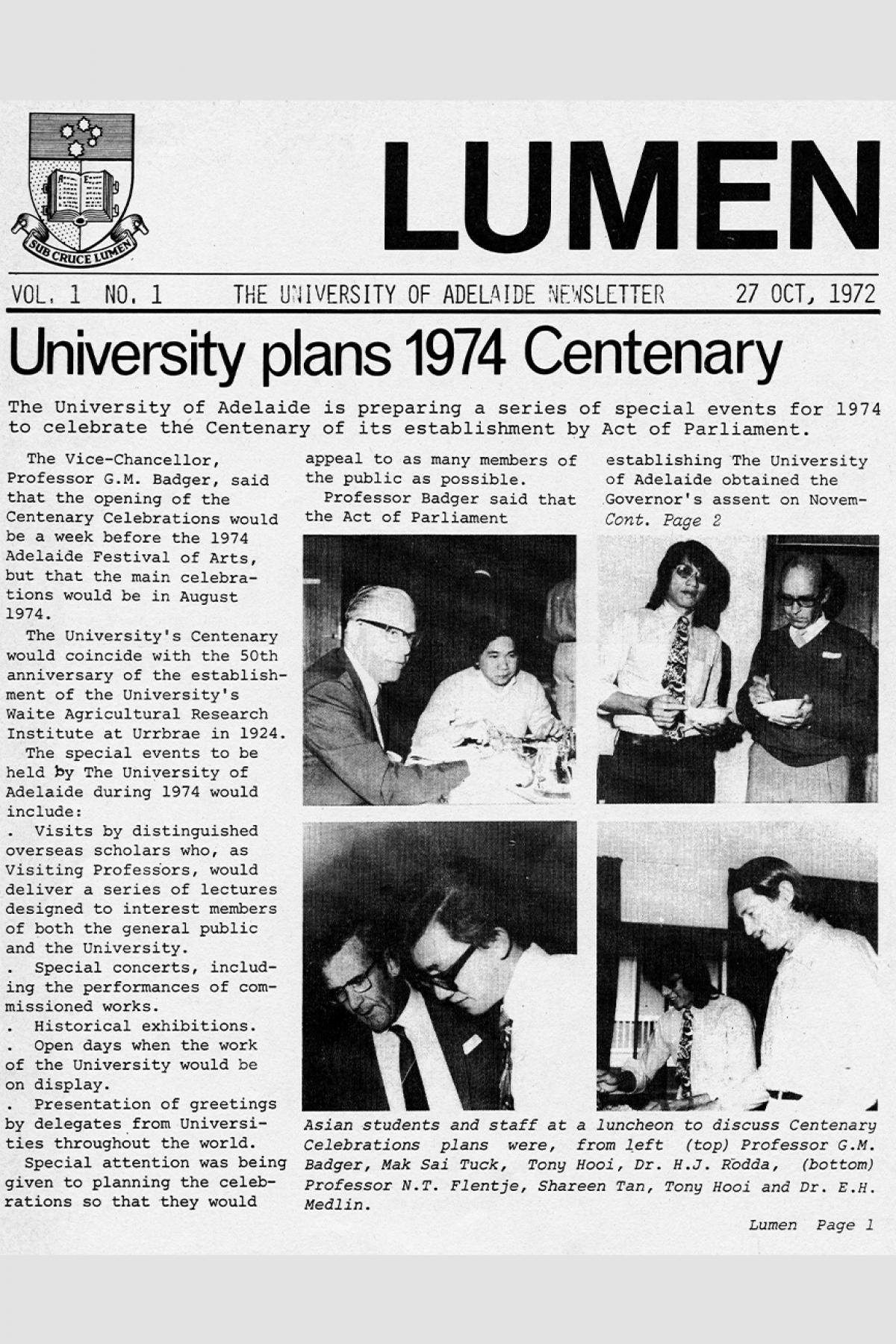 Lumen 1972 Vol 1 No 1 p 1