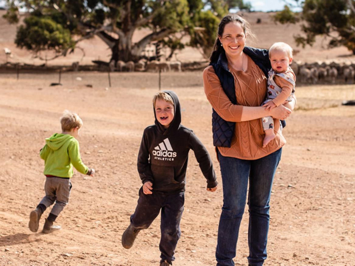 Stephanie Schmidt and family on her farm