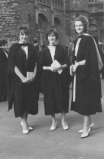 Meredith Hooper (far right) at her graduation in 1961