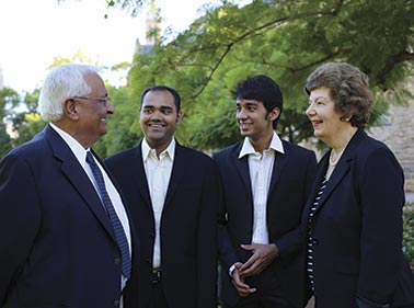 Professor Ashok Khurana and Rosemary Khurana with Rohan Yargop and Quresh Vasanwala (photo by Ben Osborne)