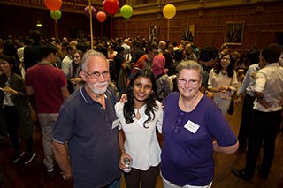 Alumni family, Sue and Richard Temple with<br />student Indu Kirihene