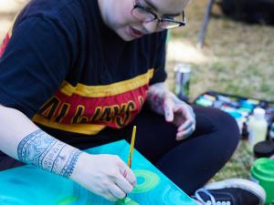 A woman painting