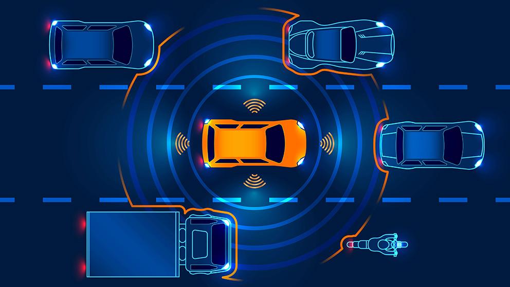 Autonomous or driverless vehicle in traffic