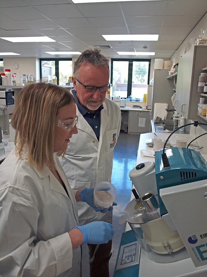 Ashleigh Panagaris and Professor Mike McLaughlin in the Fertiliser Technology Research Centre