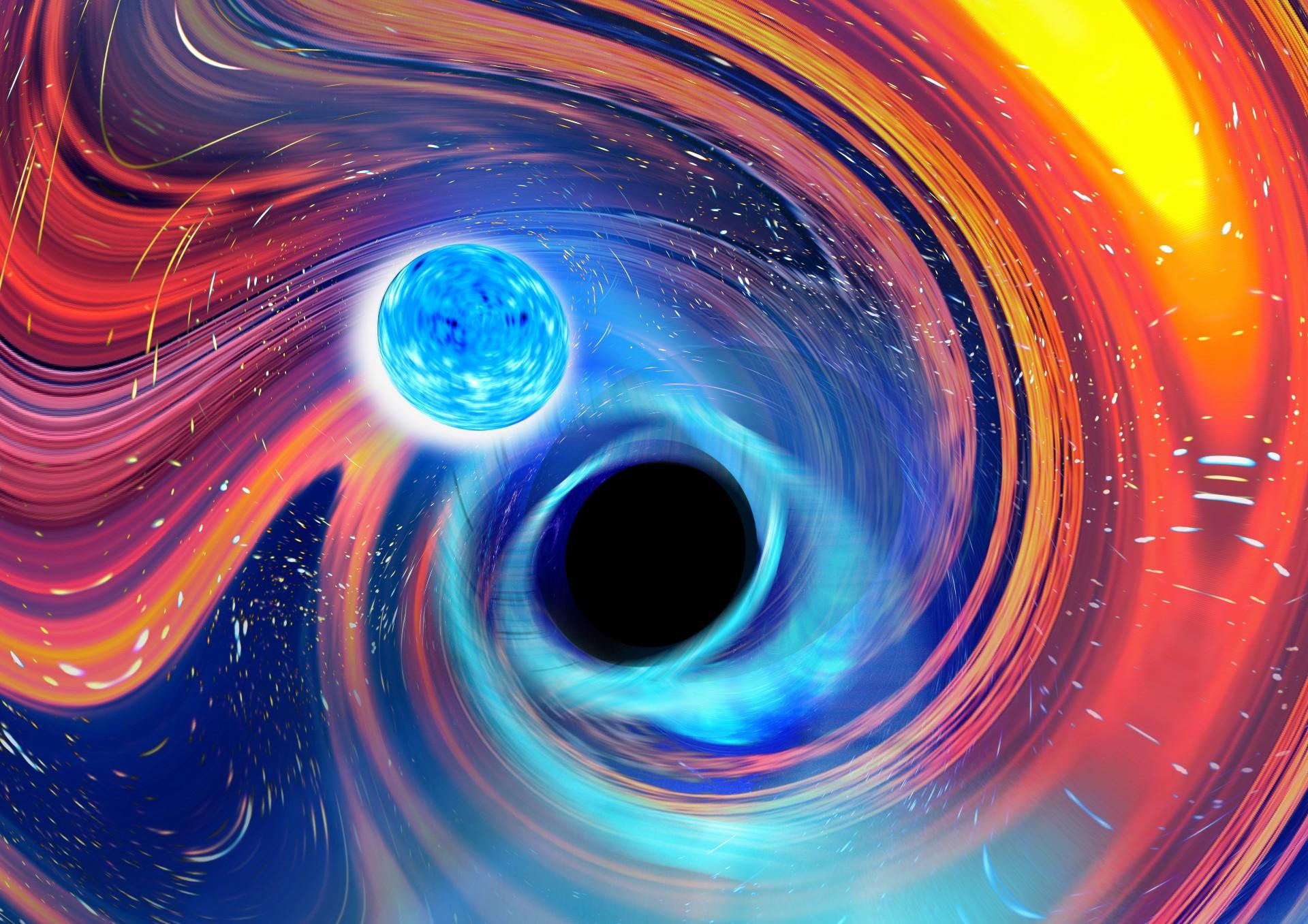 Artist’s impression of a neutron star and black hole about to merge