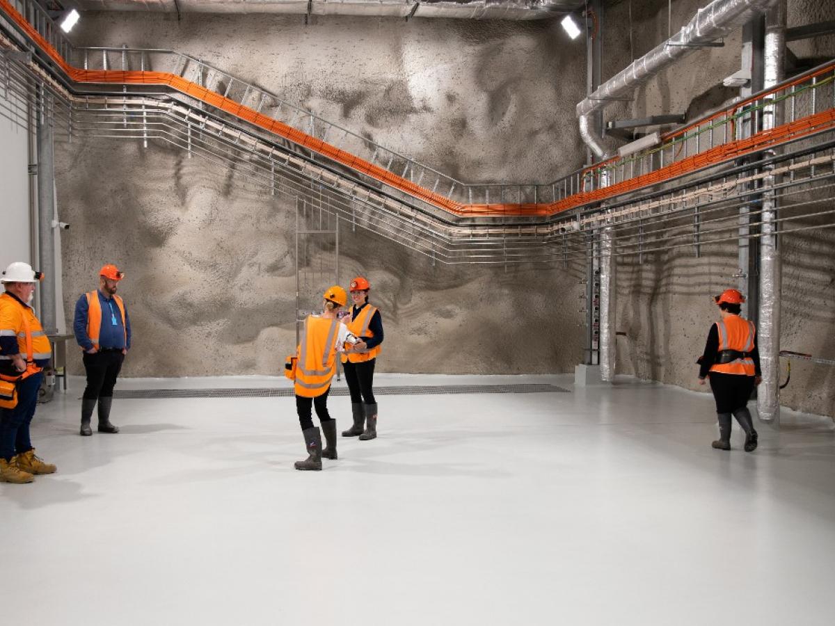 5 workers in the Stawell Underground Physics Lab.