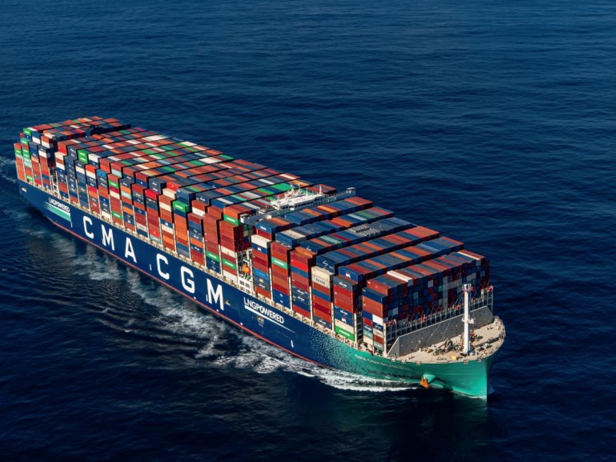 A CMA CGM ship at sea