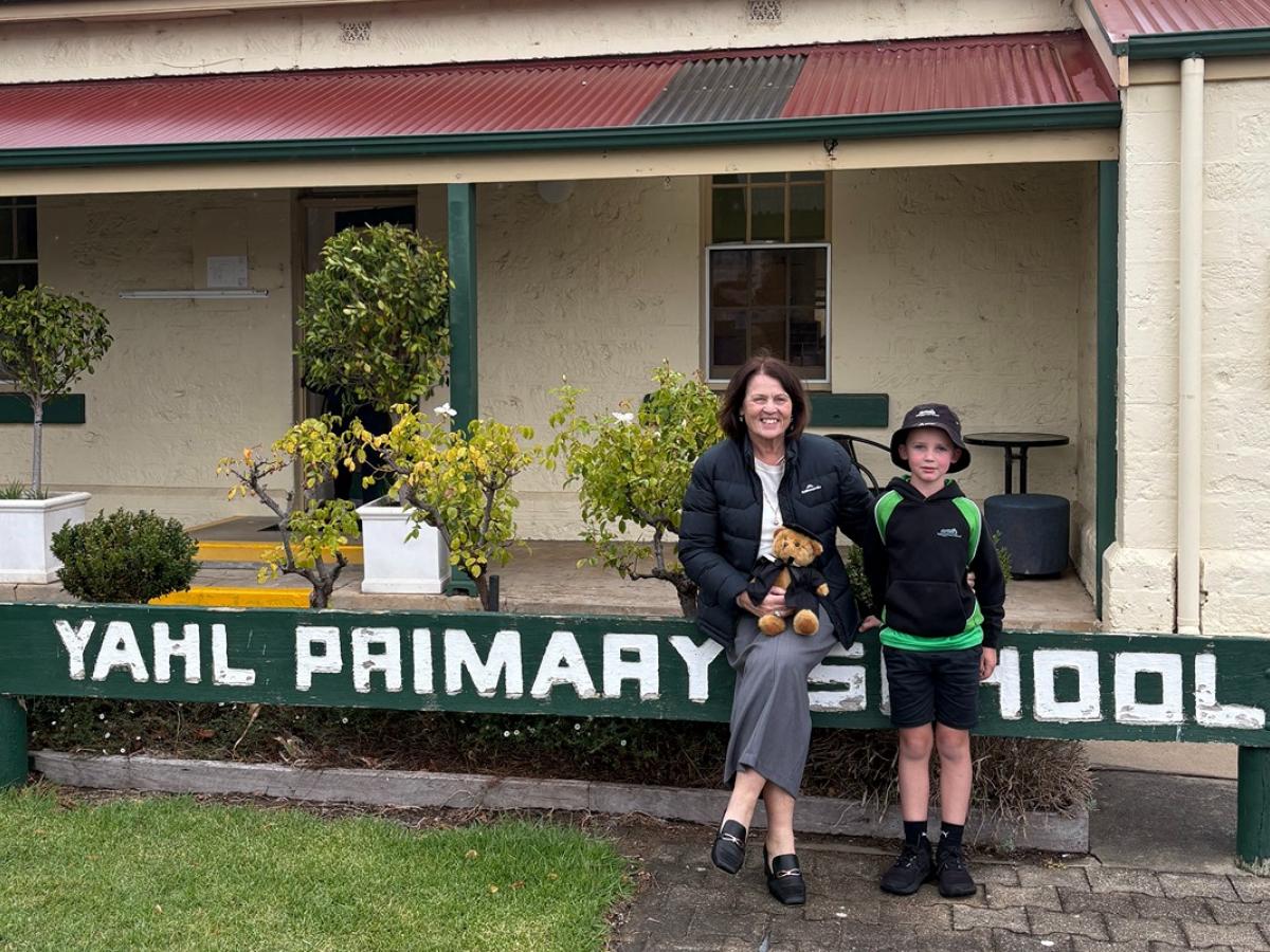 Principal of Yahl Primary School Chris Morrison and year 3 student Albie