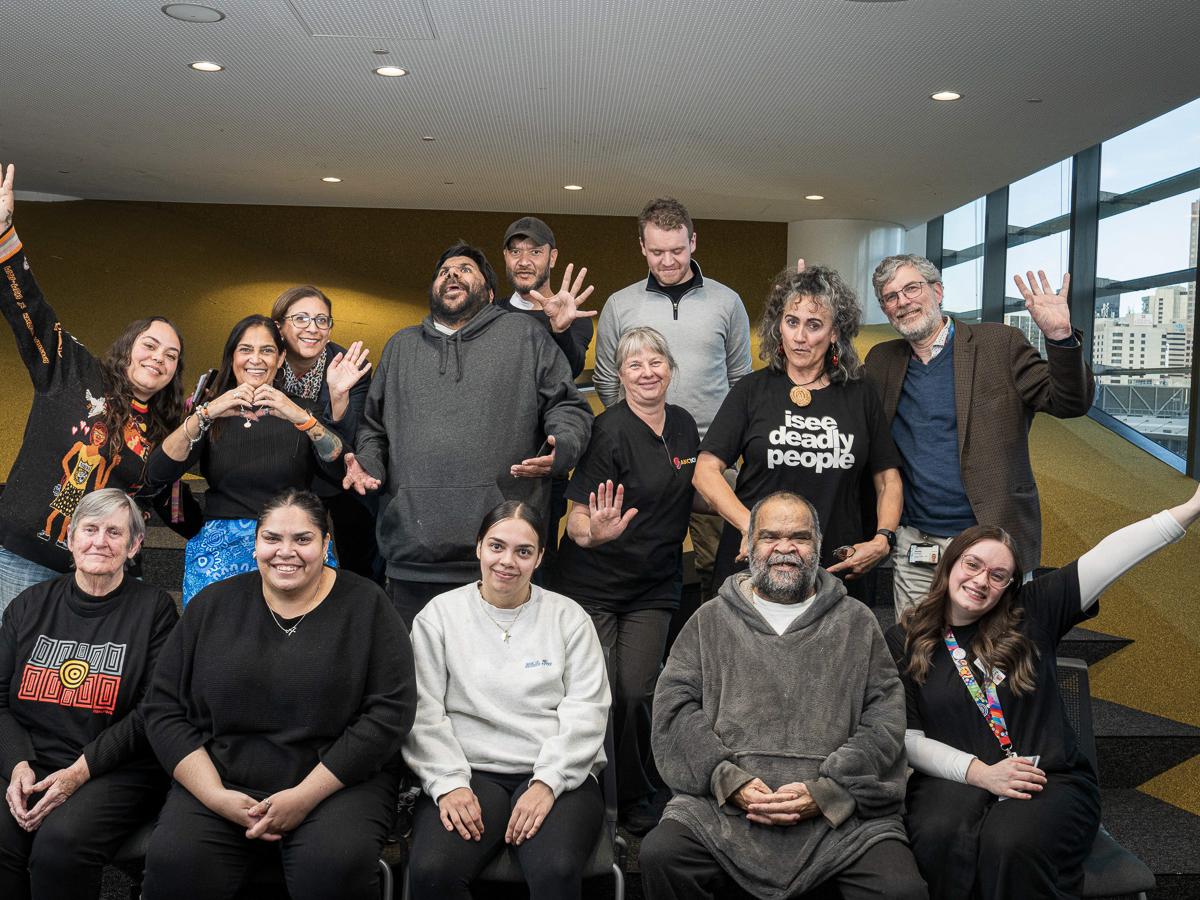 Members of the AKction Reference and Project teams, celebrate the naming of the Nari Sinclair Room, with Nari's daughters Marissa Sinclair and Linda Sinclair