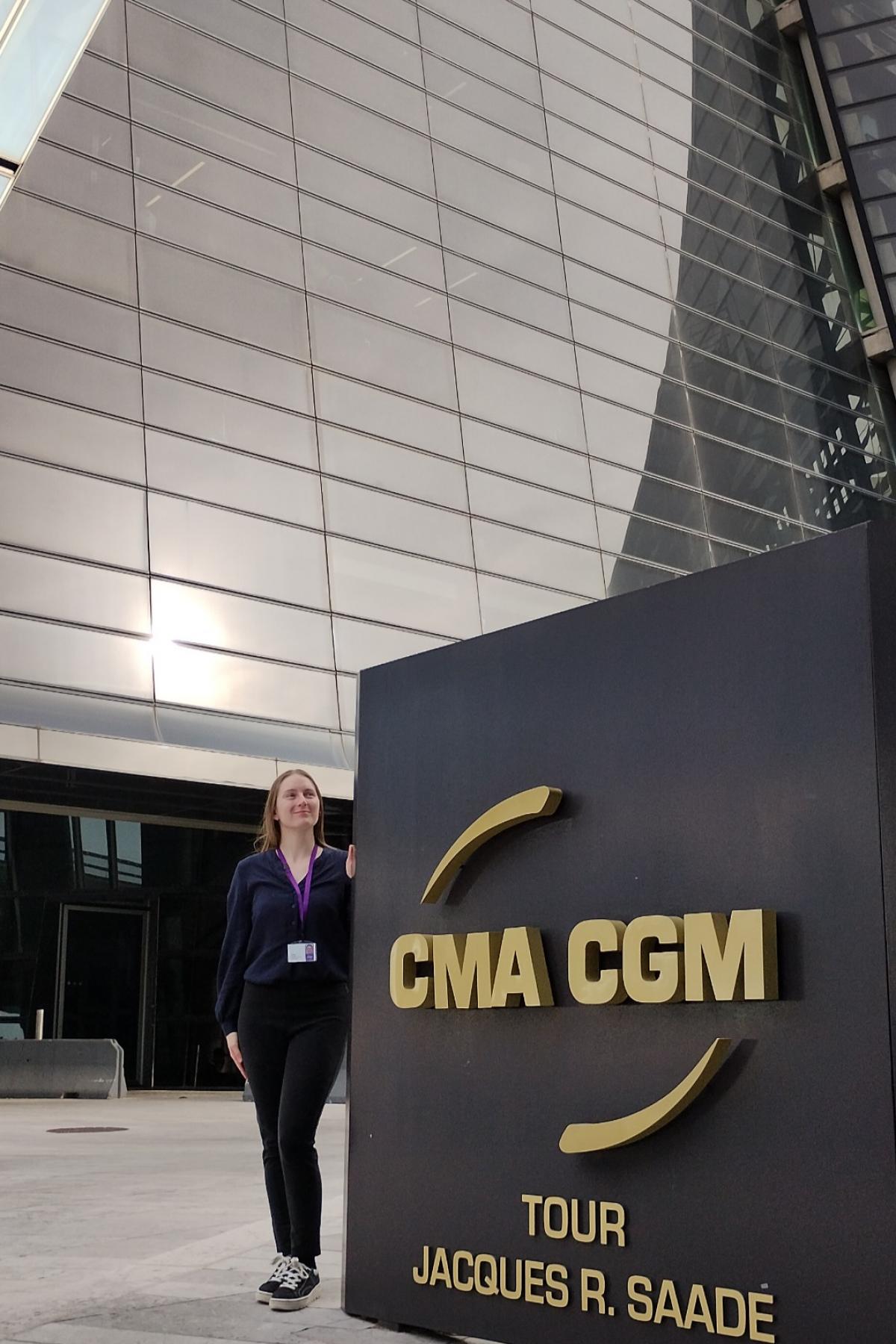Georgia Moloney at CMA CGM HQ in Versaille