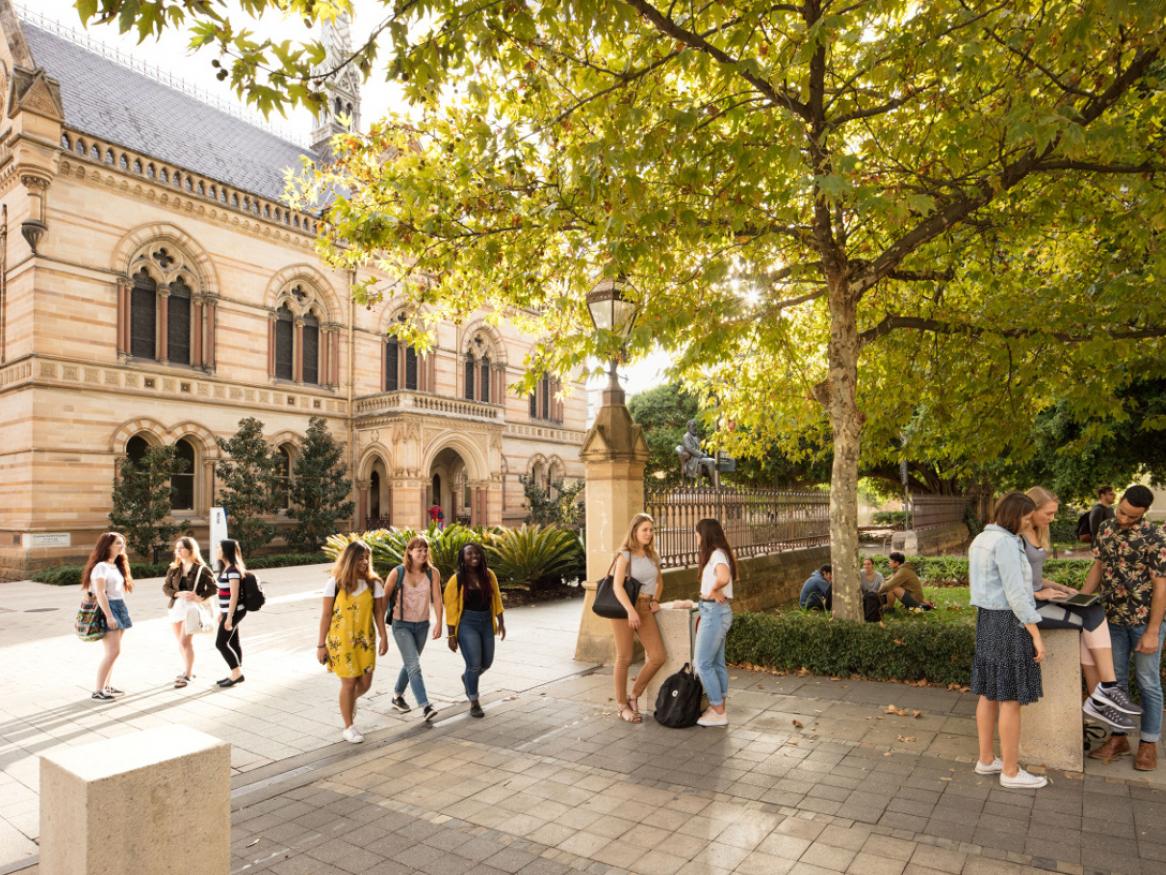 Students at the University of Adelaide's North Terrace campus