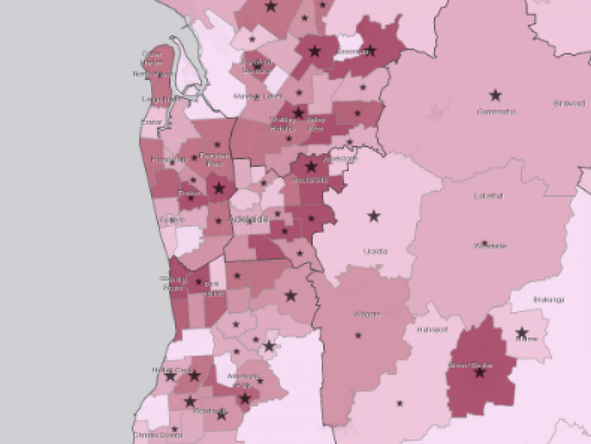 Distribution of frail and pre-frail people in Adelaide 2027