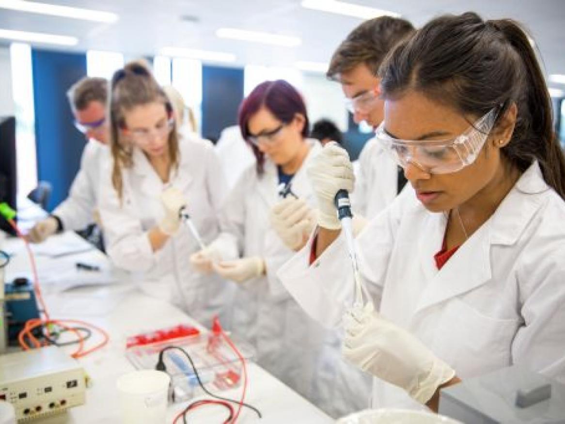 Women working in science laboratory