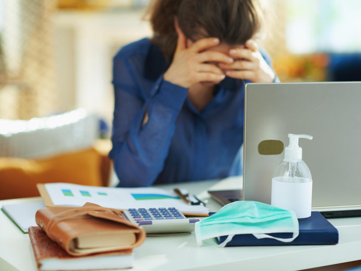 Stressed woman during COVID