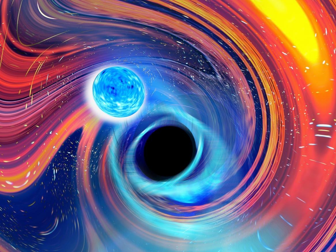 Artist’s impression of a neutron star and black hole about to merge