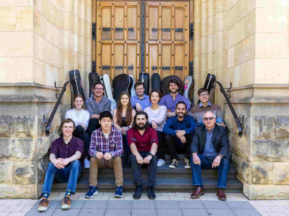 Elder Conservatorium Guitar Ensemble with Dr Oliver Fartach-Naini.