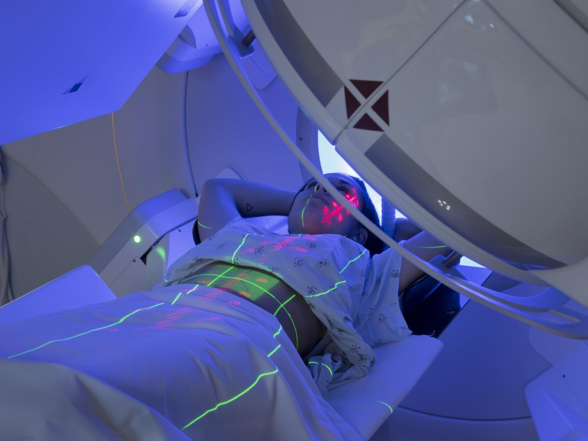 A patient receives radiotherapy.