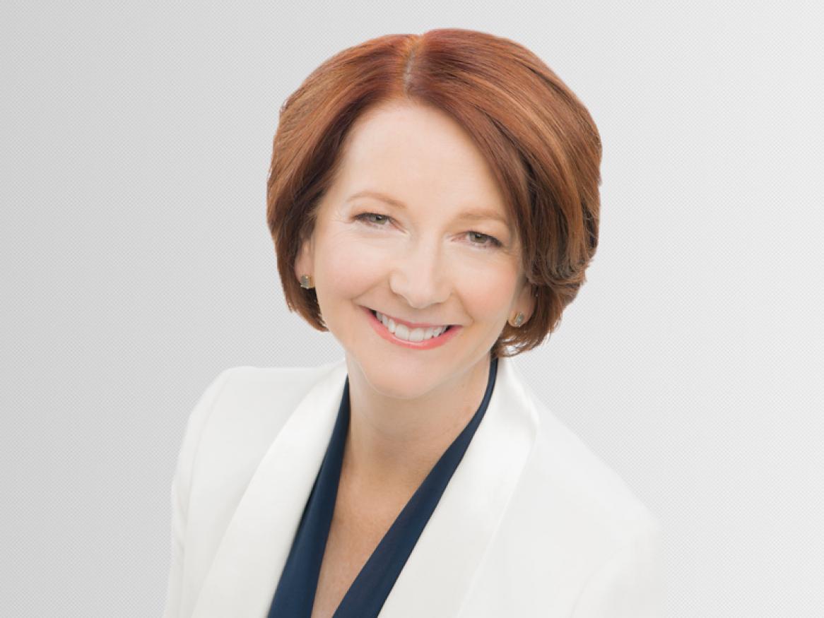 Julia Gillard smiles into the camera