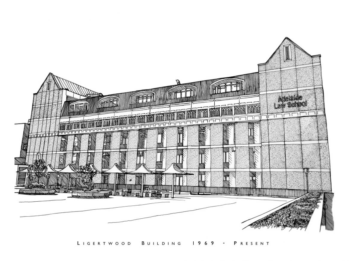 P Burak drawing of the Ligertwood Building