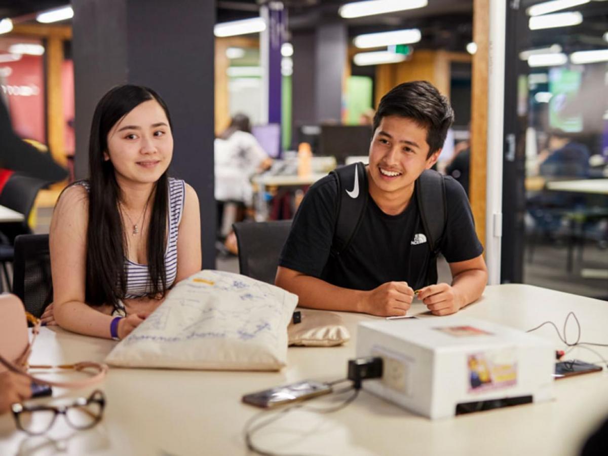 Two students studying