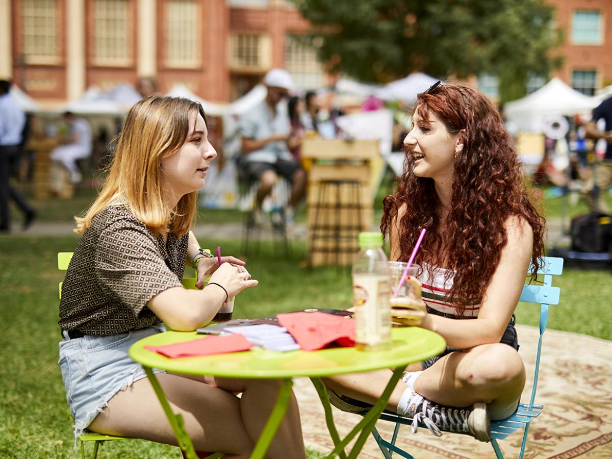 Students sitting on the lawns during O'Week