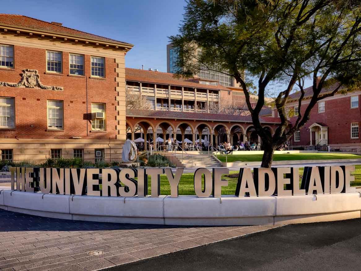University of Adelaide sign near Cloisters