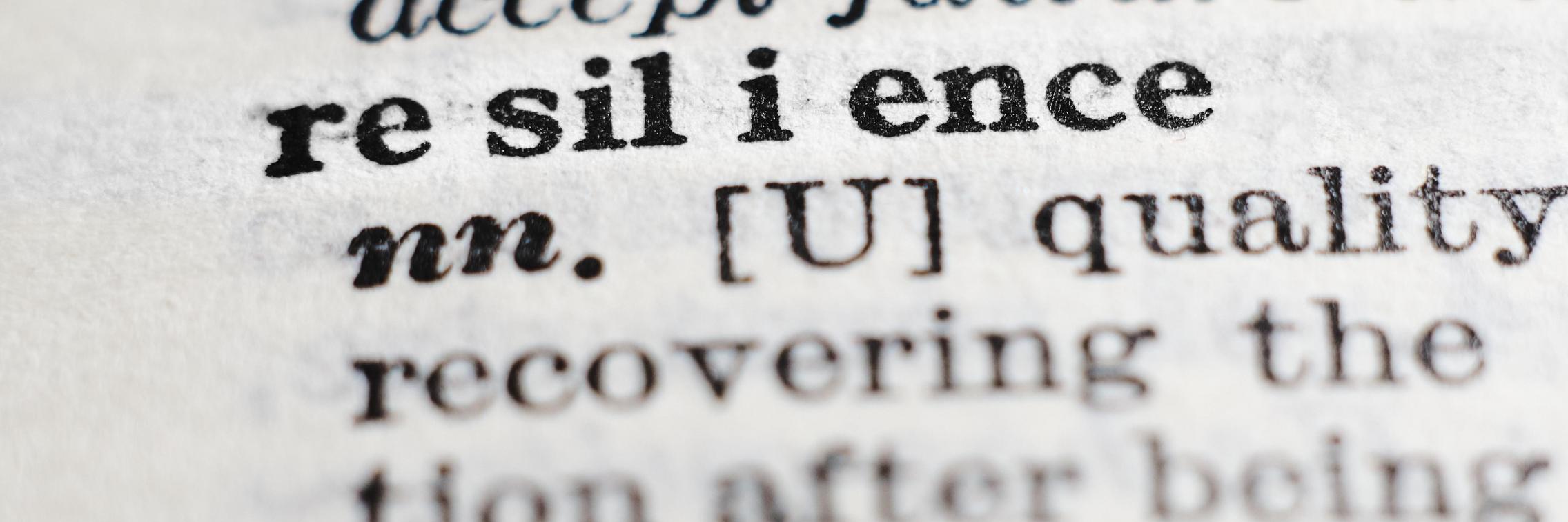 The word resilience printed in a book