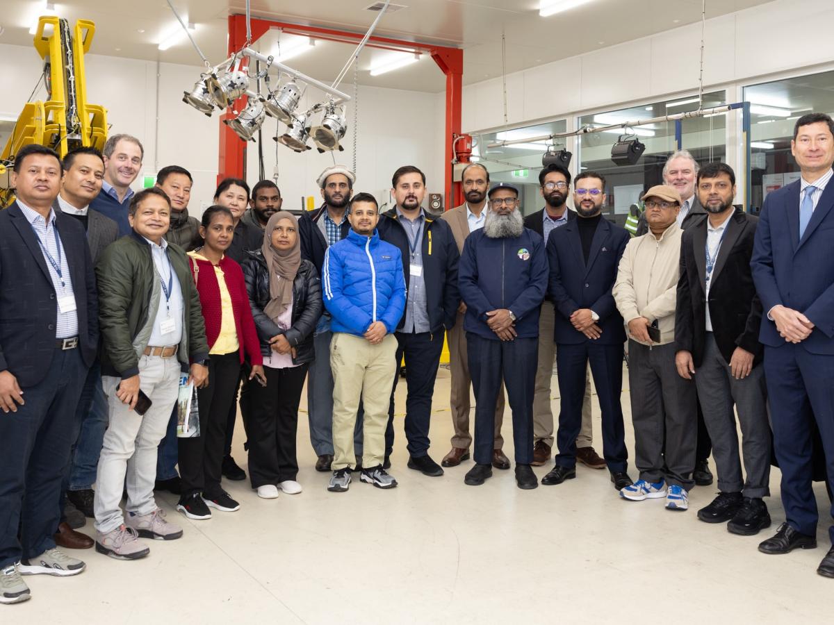 Participants of the SARIC Road Safety Management Training Program at the CASR Vehicle Test Lab 