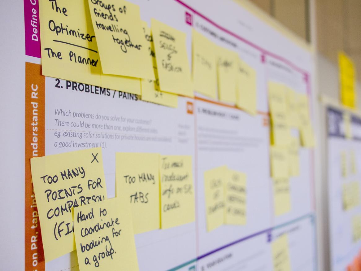 post it notes on a whiteboard