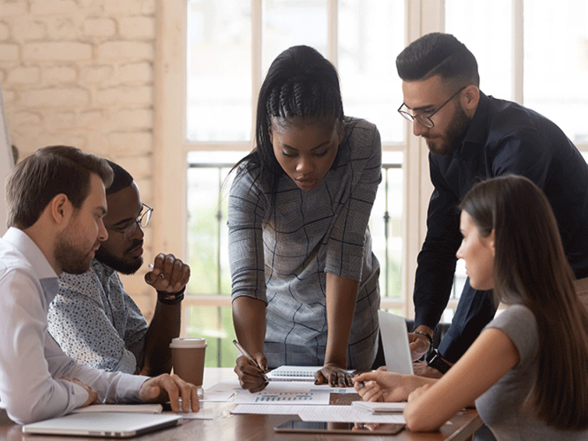 Group of business leaders in a meeting