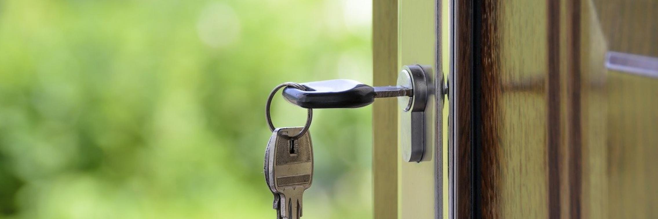 House keys in front door