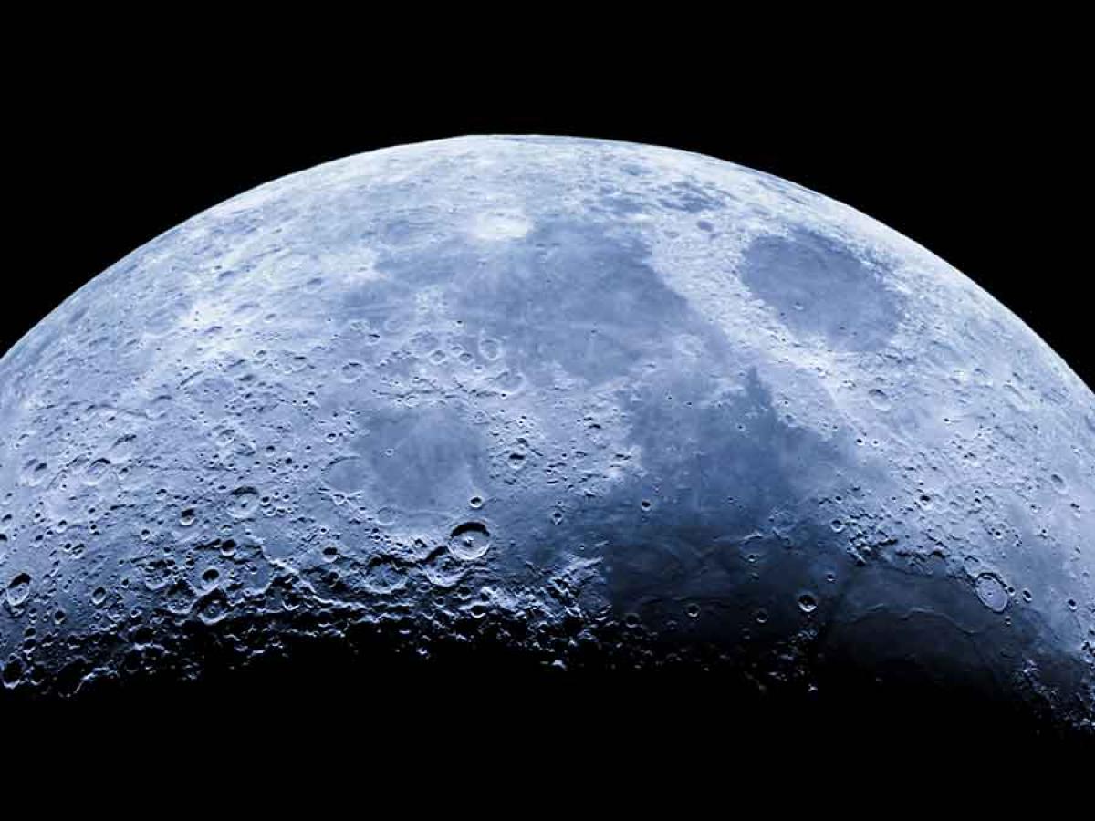 A zoomed in image of half the moon