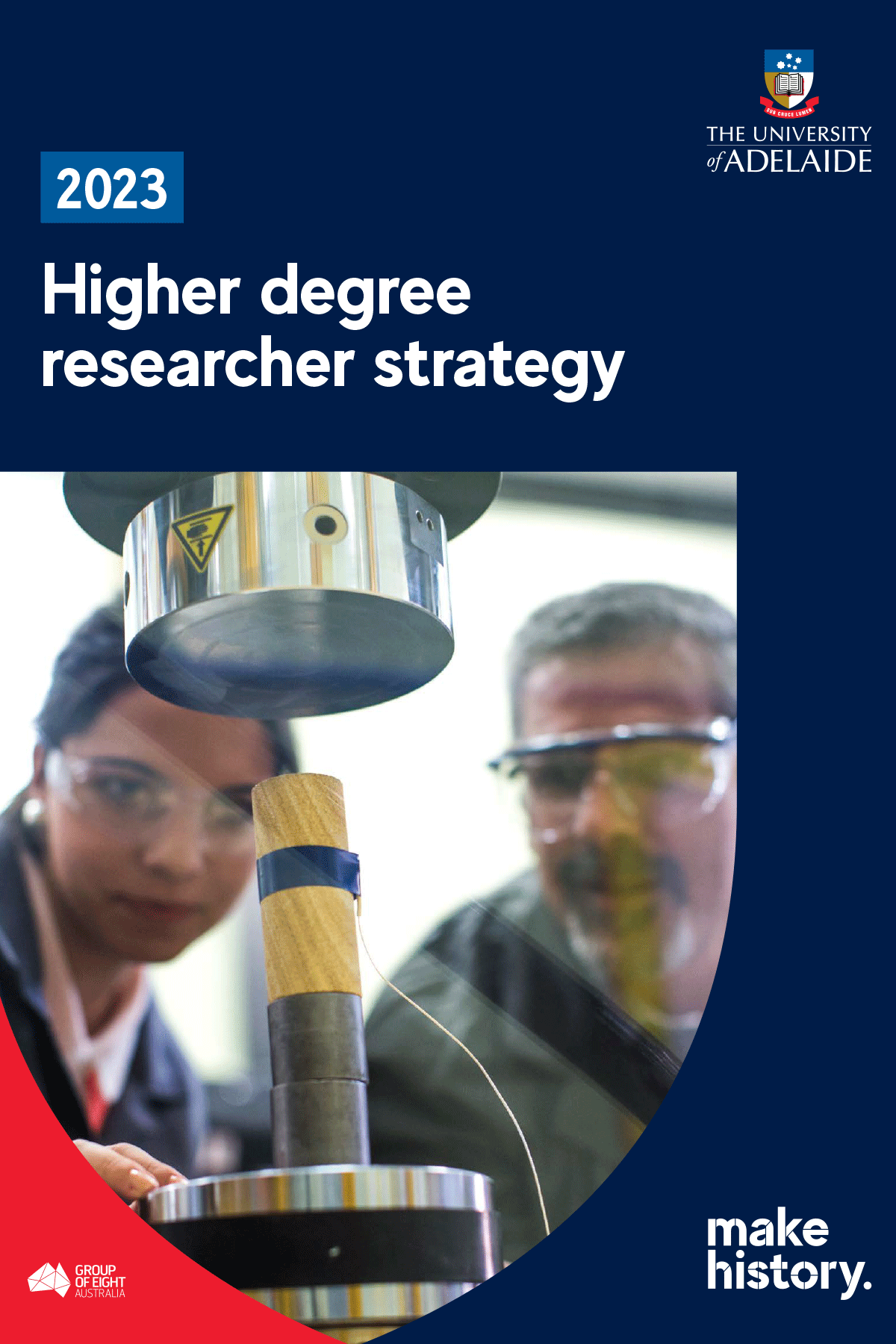 Front cover of 2023 higher degree researcher strategy document