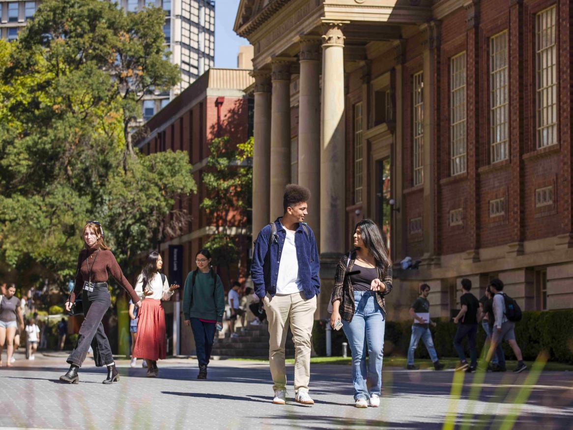 Students walk on campus