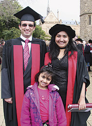 Sreeja Rajesh with daughter Riya and Professor Derek Abbott