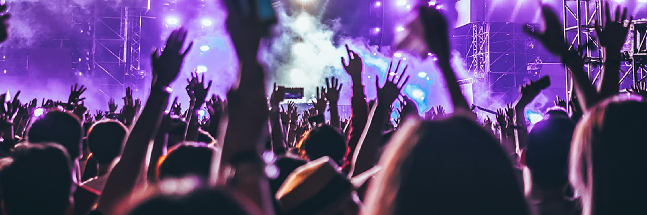 Crowd cheering on a performance
