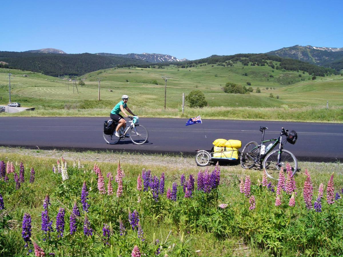 Libby Hogarth cycling in France