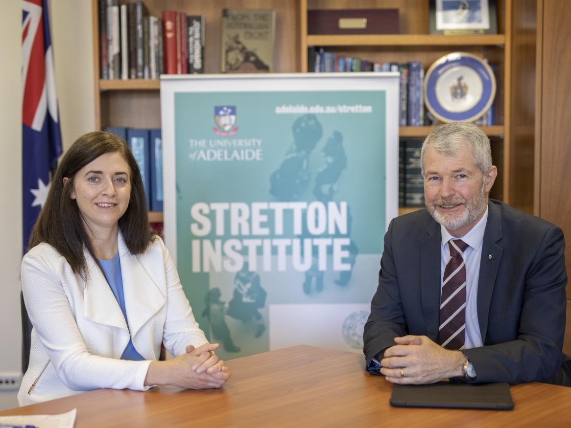 Professor Joanne Wallis with Senator the Hon David Fawcett