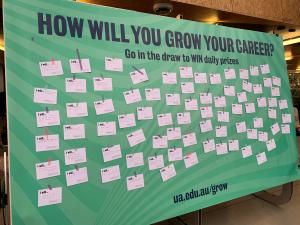 Photo of the Conversation Wall with ideas students can do to develop their employabililty
