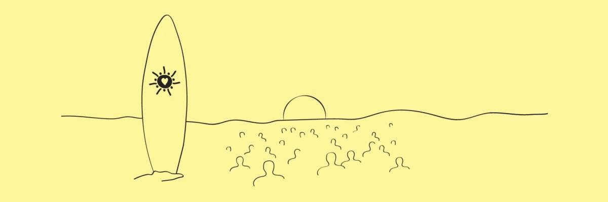 surfboard on beach illustration