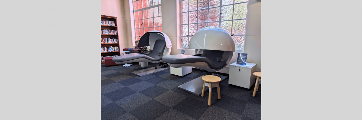 Sleep Pods in the Atrium, level 2, in the Barr Smith Library