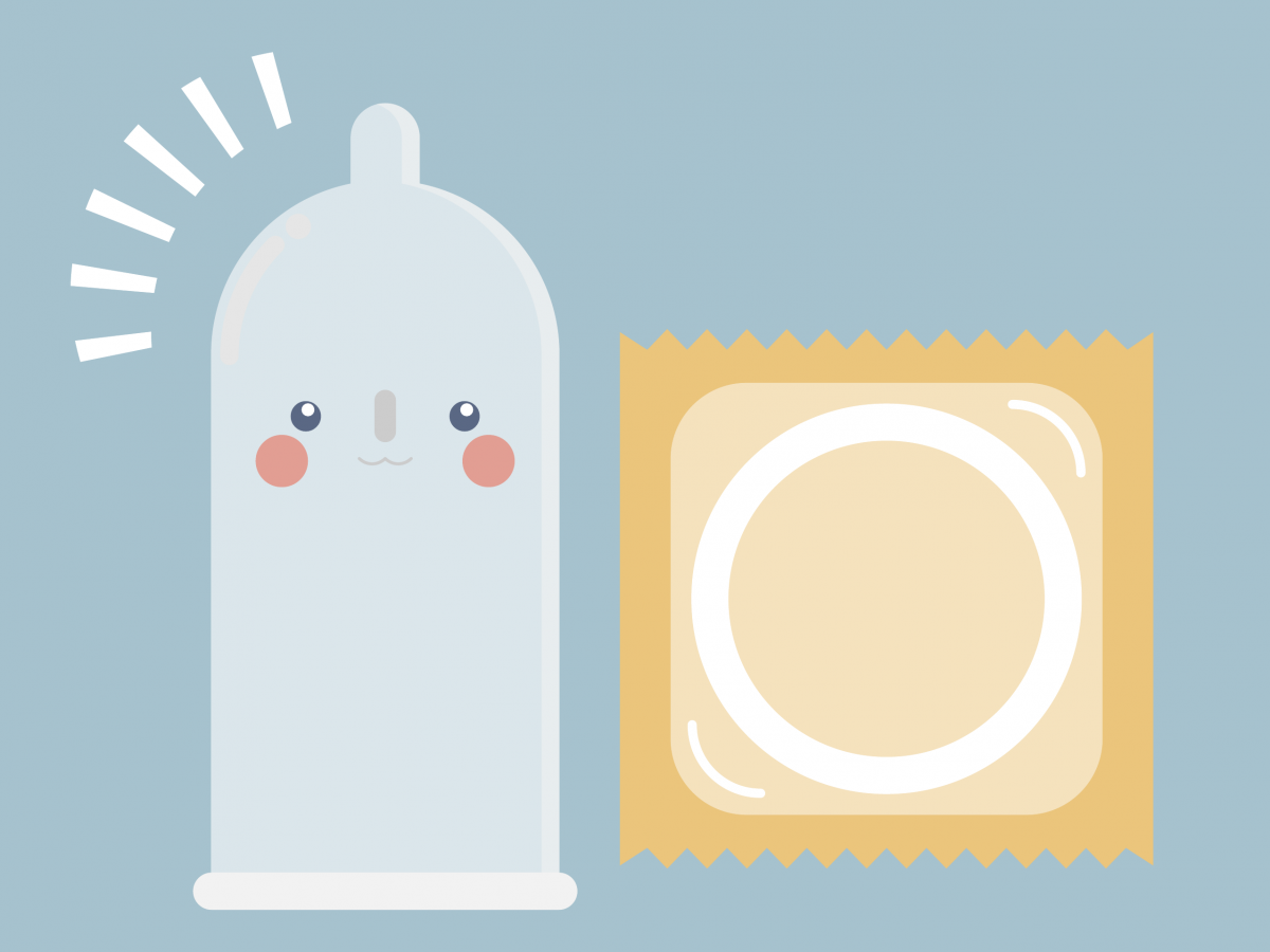 Cartoon drawing of condom