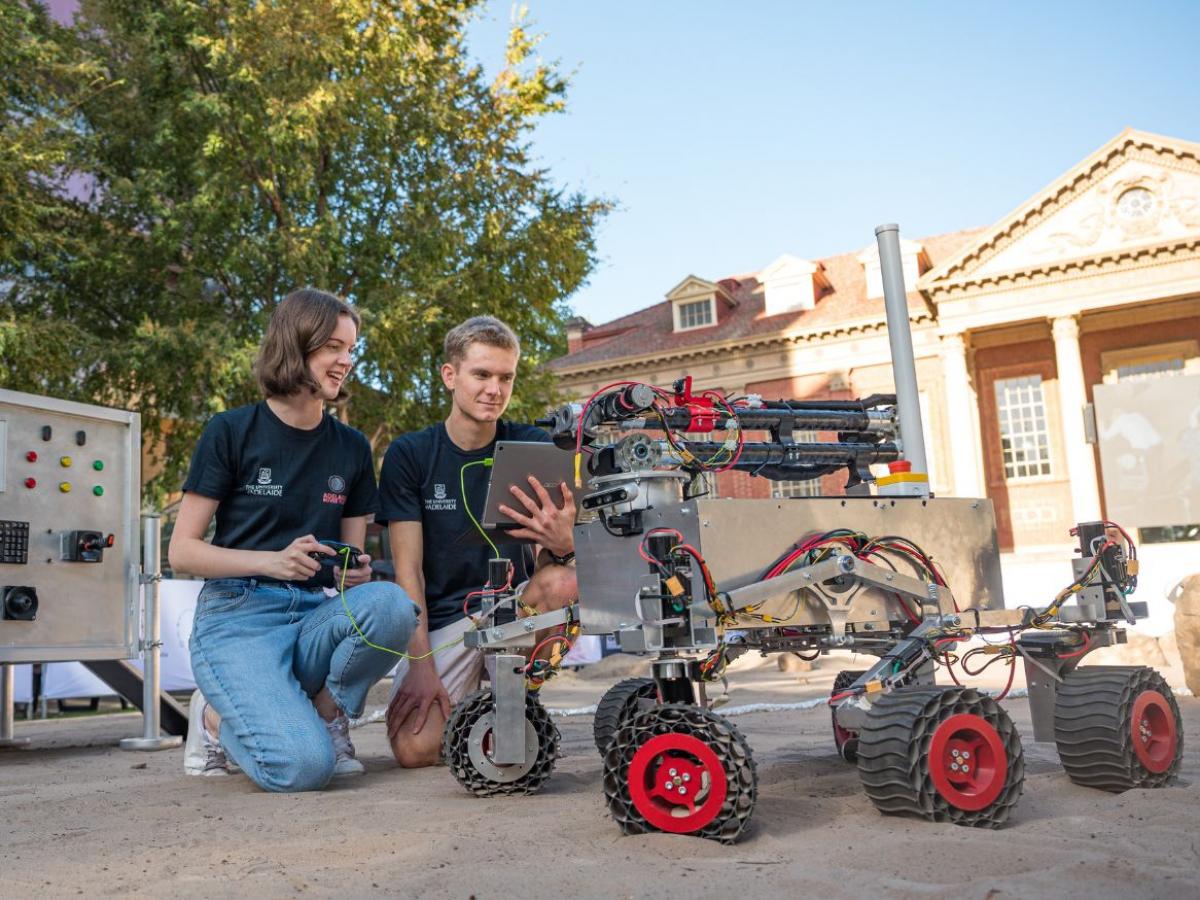 students with a Rover
