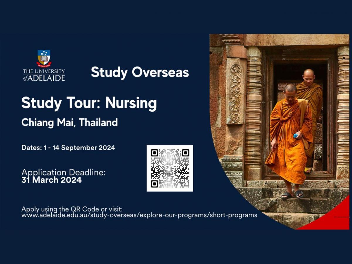 This study tour will provide final year nursing students the opportunity to participate in and visit Nursing academic and clinical facilities in Chiang Mai, Thailand.