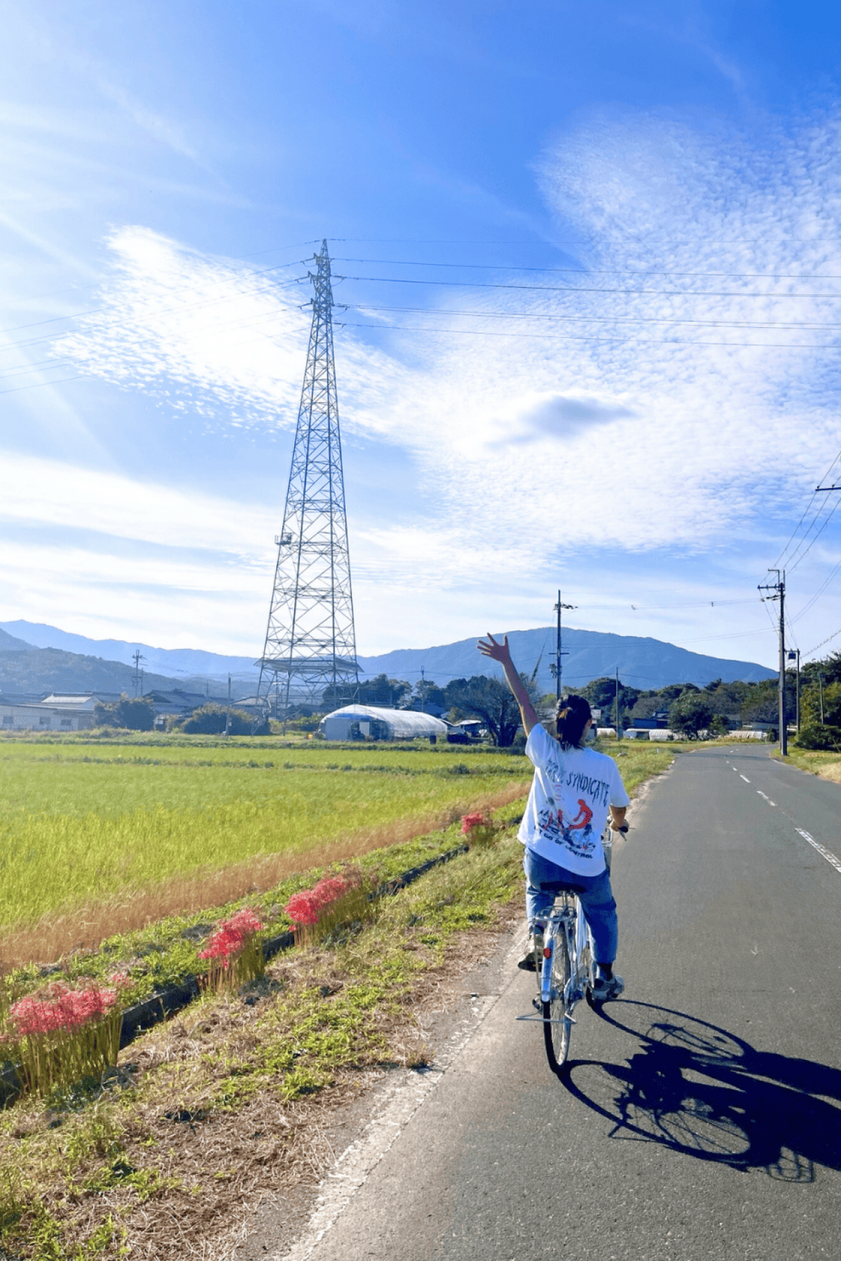student bike riding in Kyoto